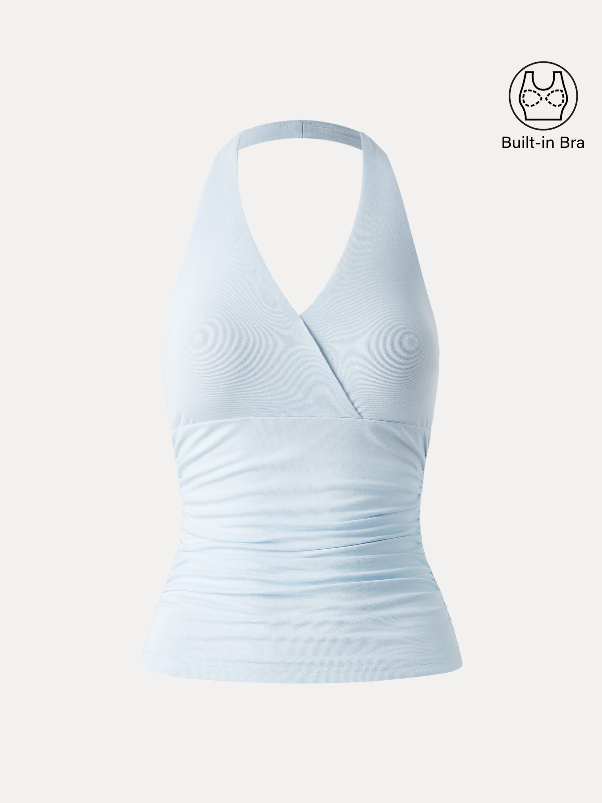 Halter Neck Side Gathered New Airy Bra Tank - Image 3