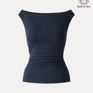 Stretch Cotton Polka Dot Boatneck Ruched Bra Top Limited Edition - Image 15