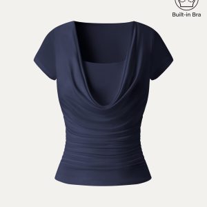 Smoothing Cowl Neck Ruched Bra Top - Image 15