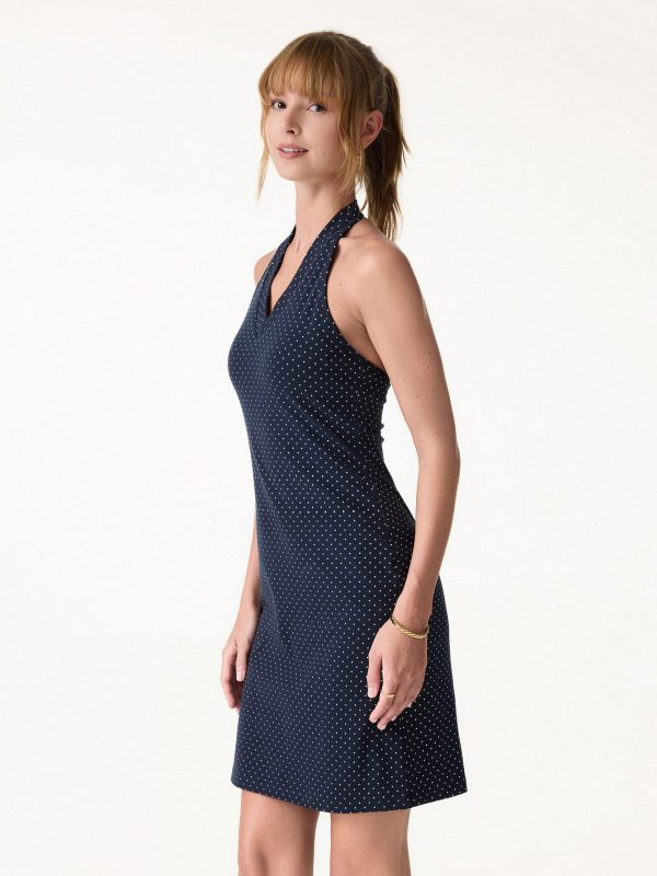 Soft Stretch Cotton Halter Neck Polka Dot Mini Bra Dress Limited Edition