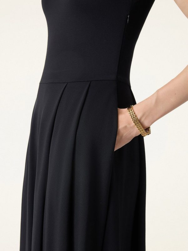 Balletic Scoop Neck Midi Bra Dress with Pockets
