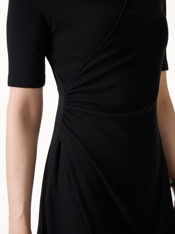 Surplice Ruched Fit-and-Flare Mini Dress