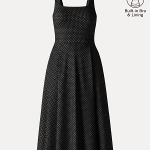 Stretch Cotton Polka Dot Square Neck Midi Bra Dress with Pockets Limited Edition - Image 15