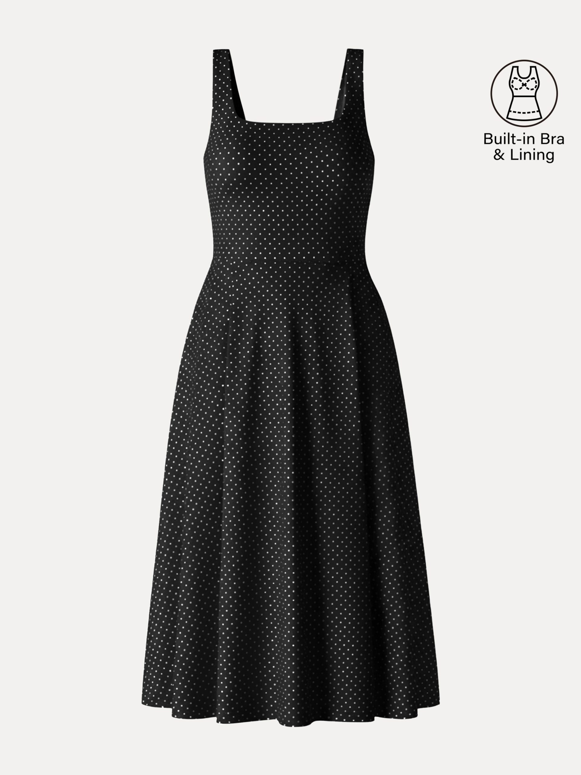 Stretch Cotton Polka Dot Square Neck Midi Bra Dress with Pockets Limited Edition - Image 15