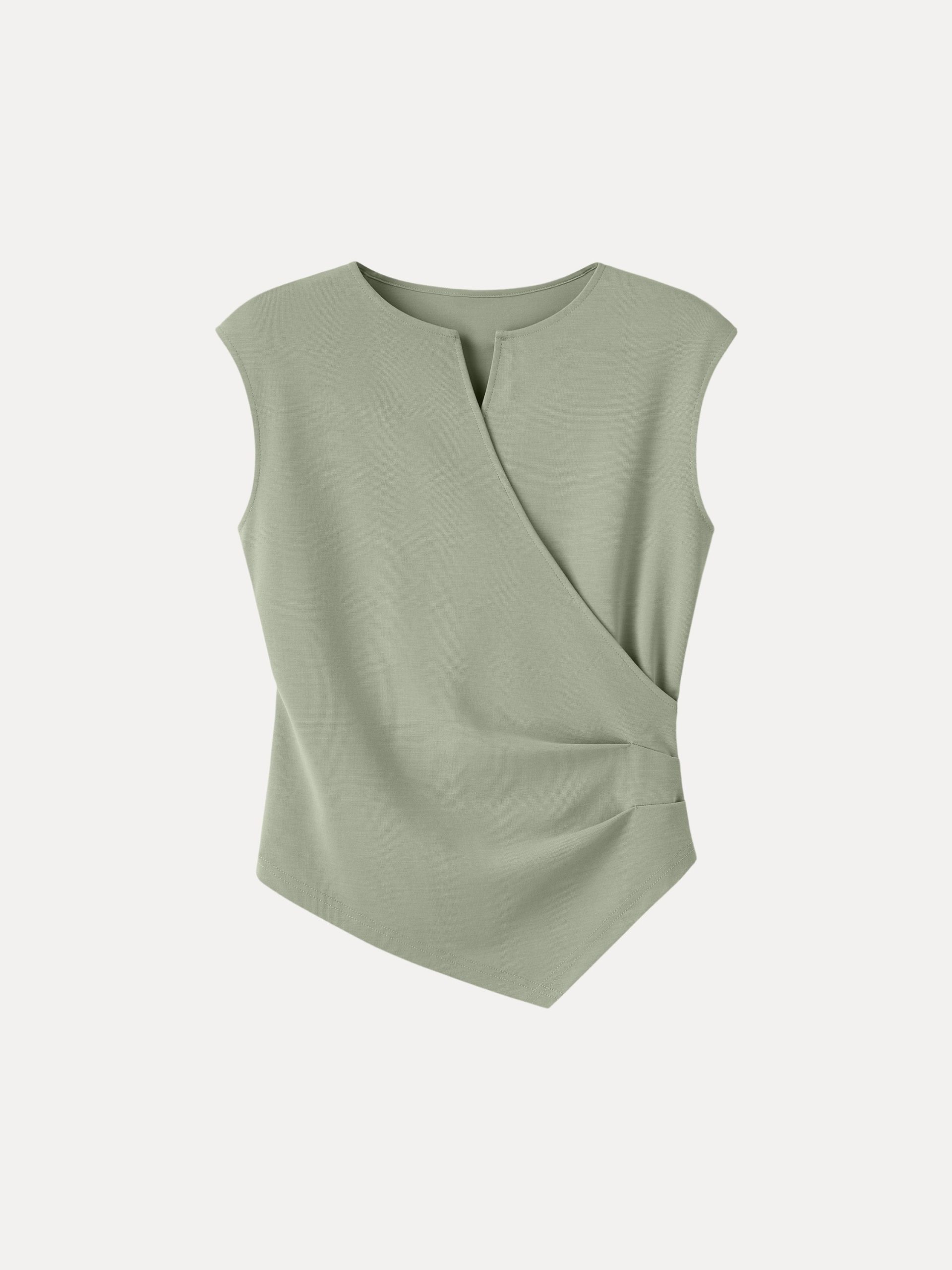 Surplice Wide Shoulder Tucked Angled Tank Top - Image 9
