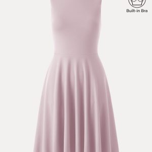 Stretchy Boatneck Fit-and-Flare Mini Bra Dress with Pockets - Image 13