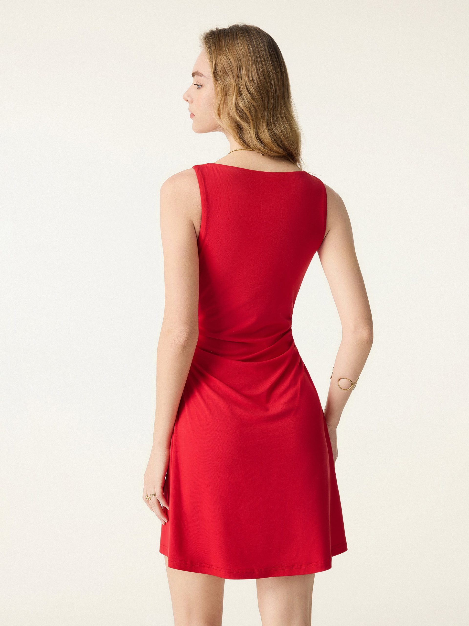 SkinKiss Boatneck Ruched A-line Mini Bra Dress - Image 8