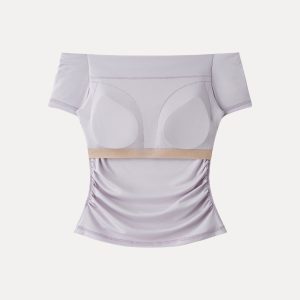 Stretch Lyocell Off-Shoulder Ruched Bra Top - Image 9
