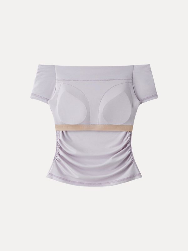 Stretch Lyocell Off-Shoulder Ruched Bra Top