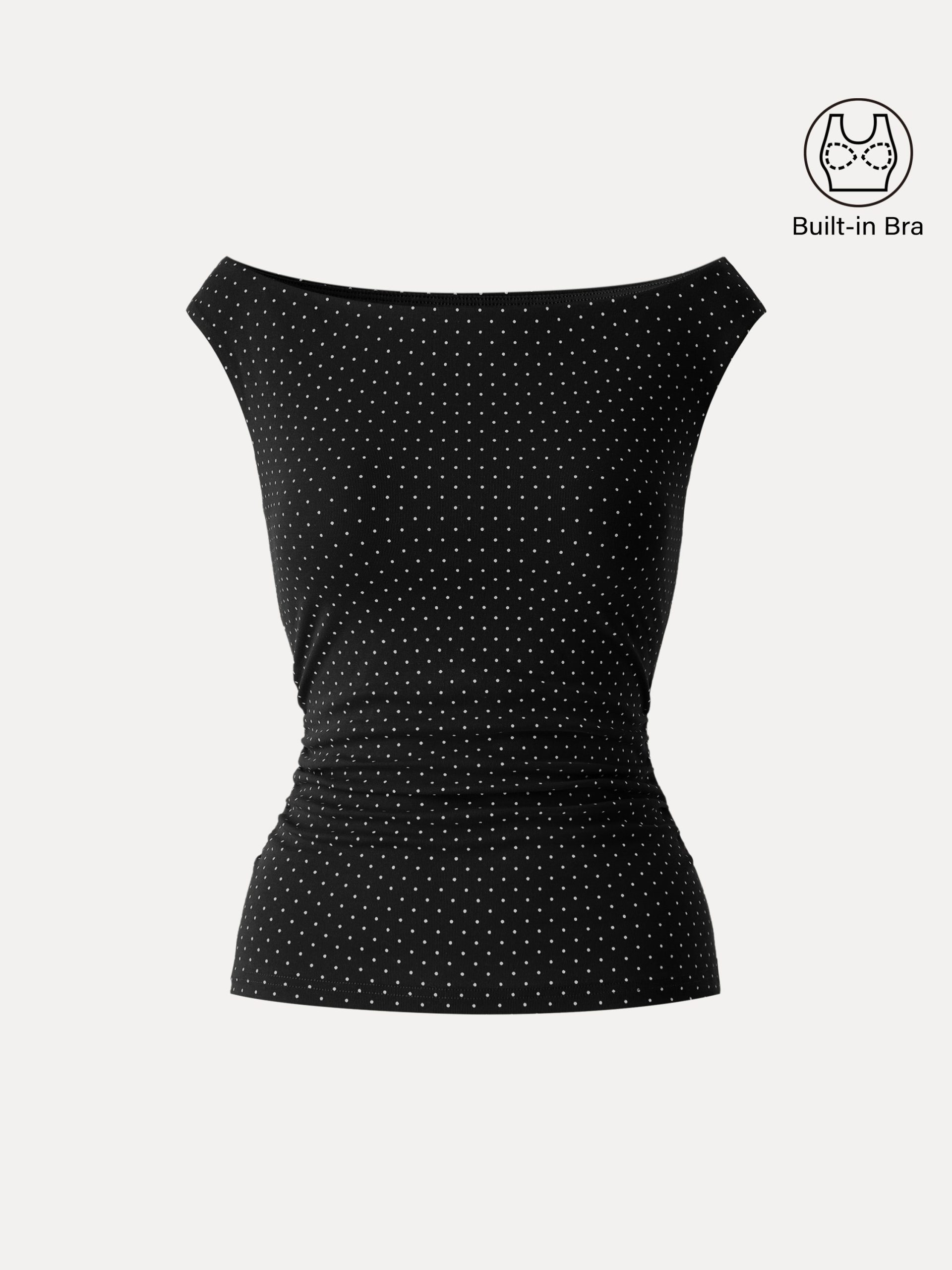Stretch Cotton Polka Dot Boatneck Ruched Bra Top Limited Edition - Image 21