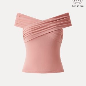 Criss Cross Off Shoulder New Airy Bra Top - Image 28
