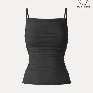 Adjustable Spaghetti Straps Side Ruched New Airy Bra Tank - Image 14