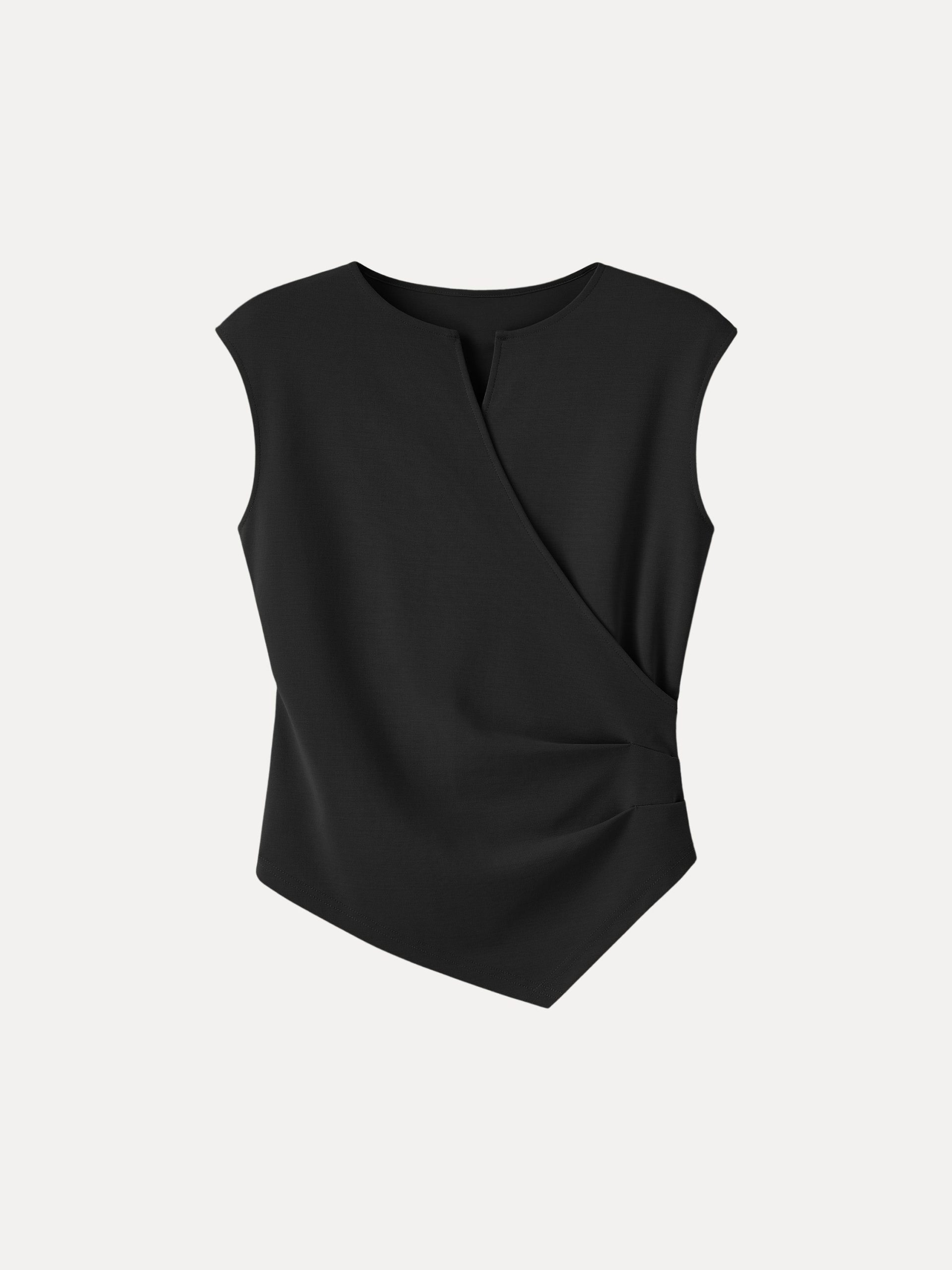 Surplice Wide Shoulder Tucked Angled Tank Top - Image 14