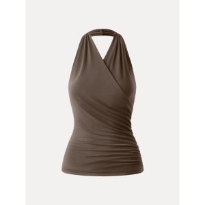 Buttery Smooth Surplice Halter Neck Sculpt Tank - Image 9