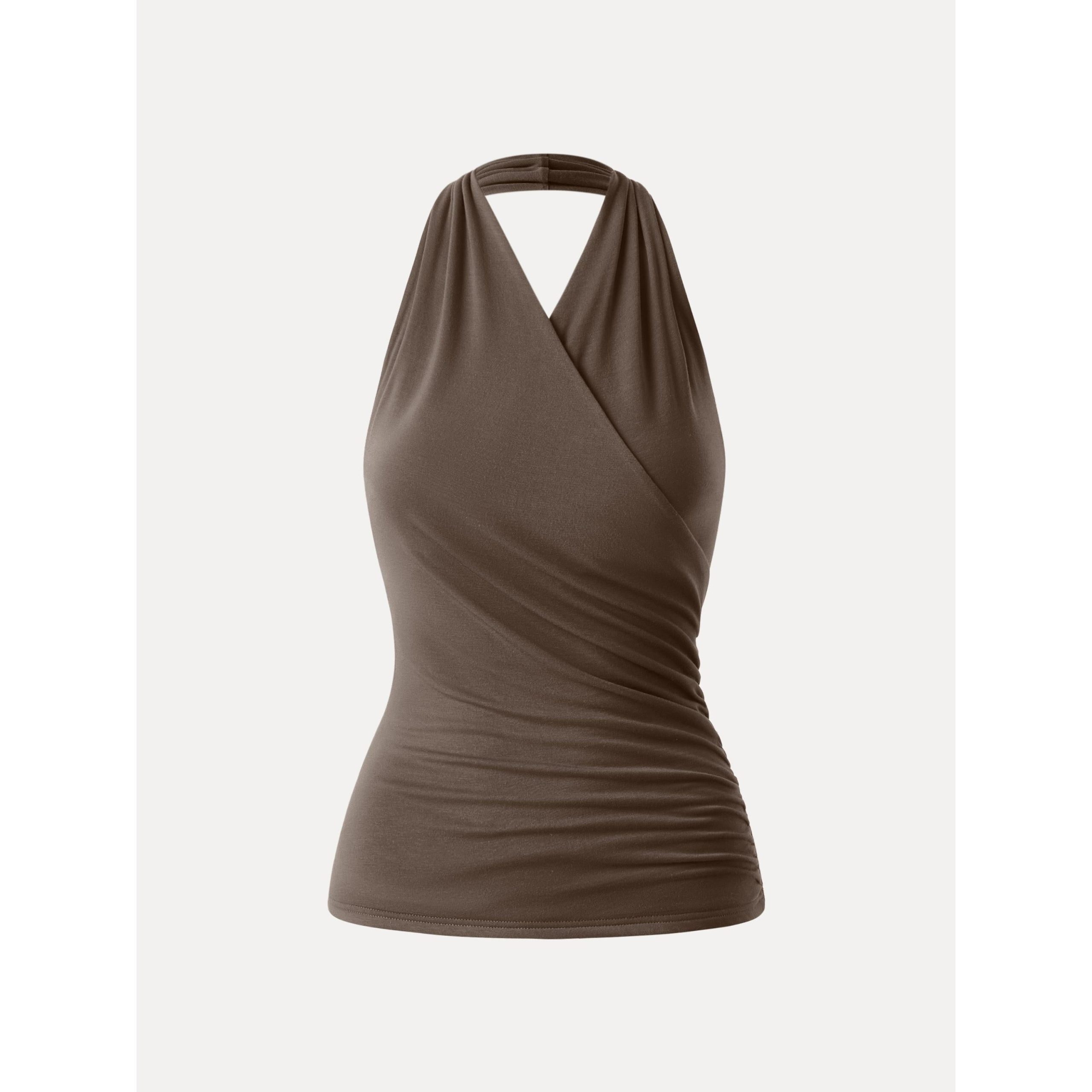 Buttery Smooth Surplice Halter Neck Sculpt Tank - Image 9