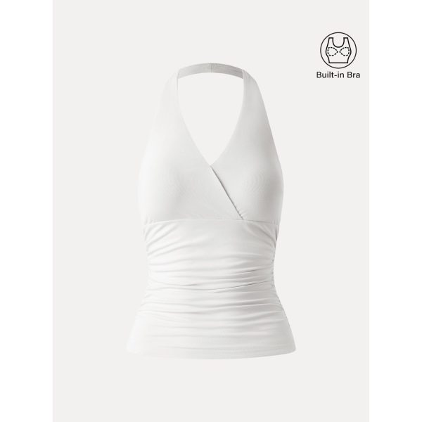 Halter Neck Side Gathered New Airy Bra Tank