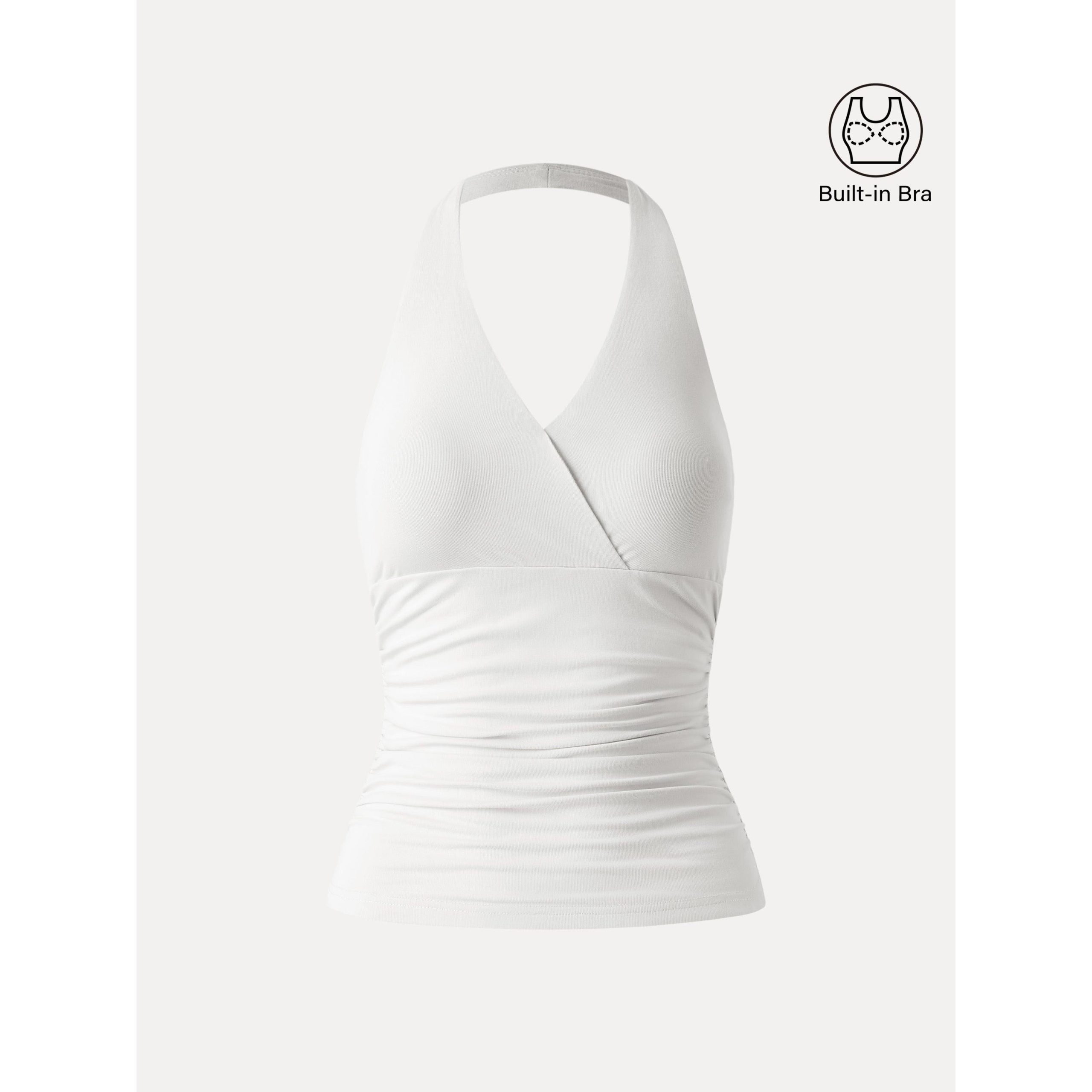 Halter Neck Side Gathered New Airy Bra Tank - Image 14