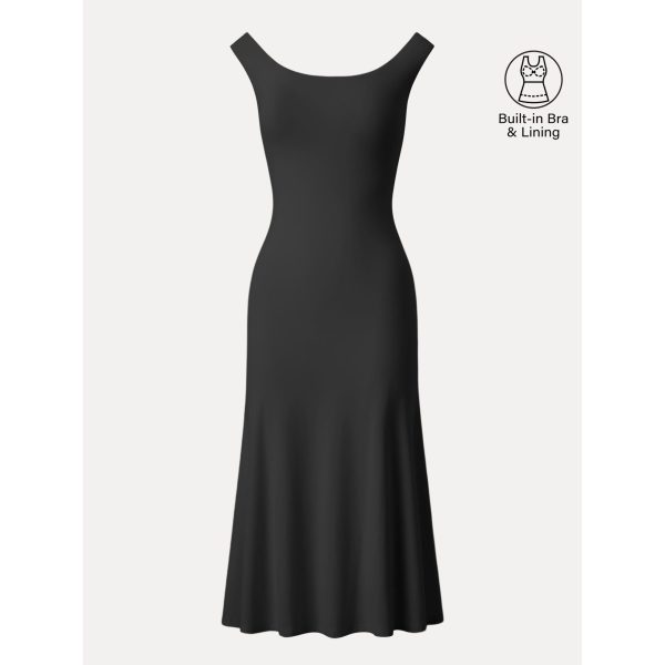 Scoop Neck Midi Low Back Bra Dress