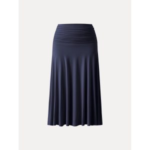 Flowy Side Ruched A-line Midi Skirt - Image 19