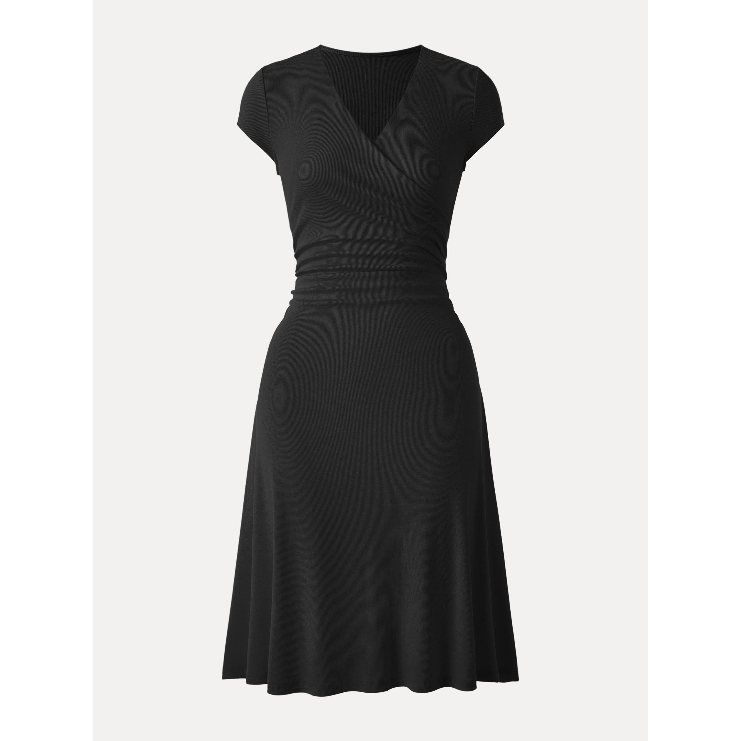Stretch Cotton Surplice V-neck Cap Sleeve Midi Dress - Image 14