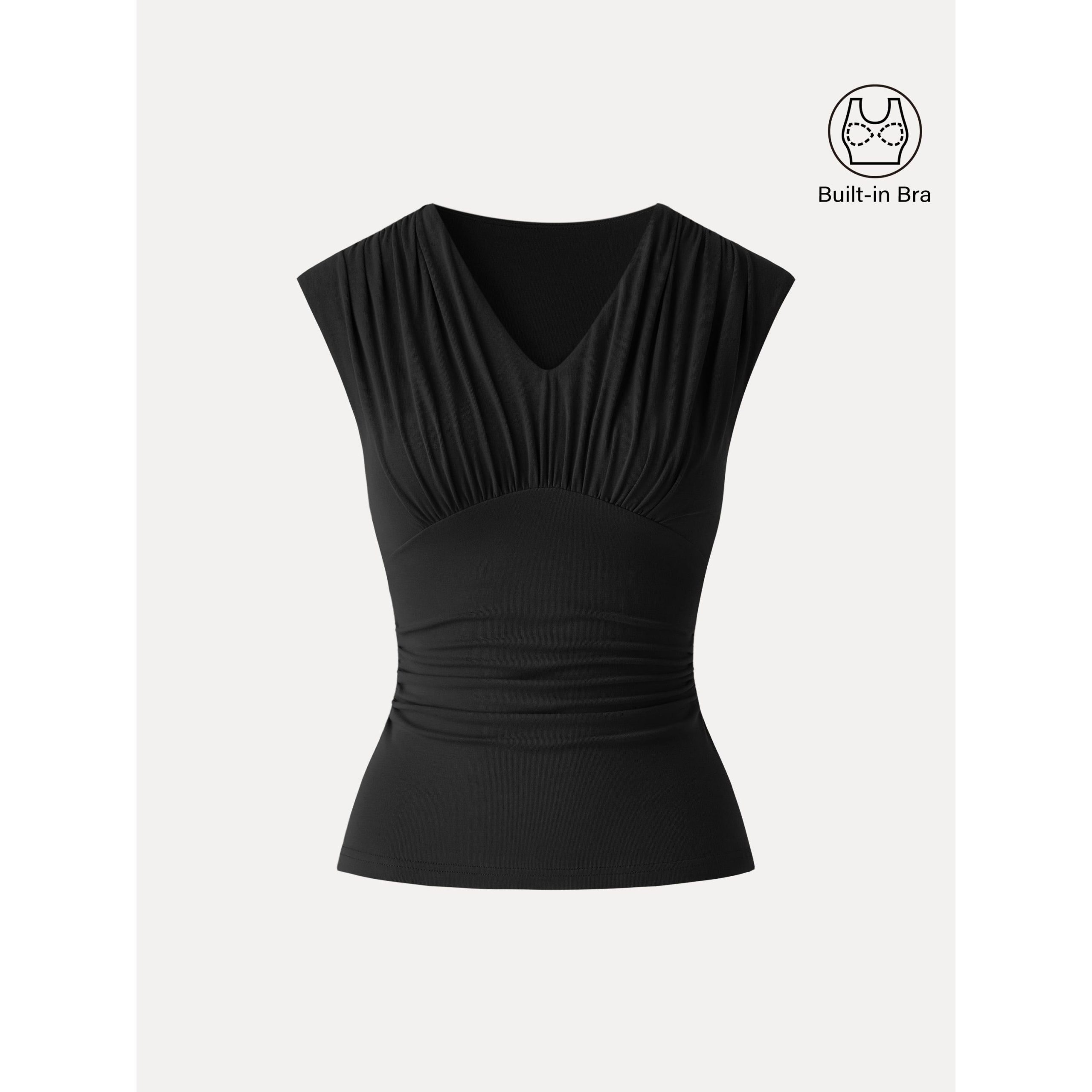 SkinKiss Cooling V-Neck Ruched Wide Shoulder Bra Tank - Image 17